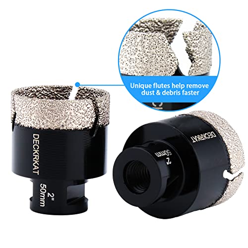Diamond Hole Saw, 2" Hole Saw for Tiles Granite Marble Ceramic Glass Porcelain, 50mm Core Drill Bit with 5/8-11 Thread and 3/8” Hex Shank Adapter for Angle Grinders & Drills - size: 2"(50mm)