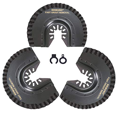 3pcs Oscillating Tool Blades for Grout Removal Tile Mortar Concrete Masonry 1/8, Fit for Dewalt Milwukee Rockwell Bosch Dremel Ryobi Ridgid Multitool