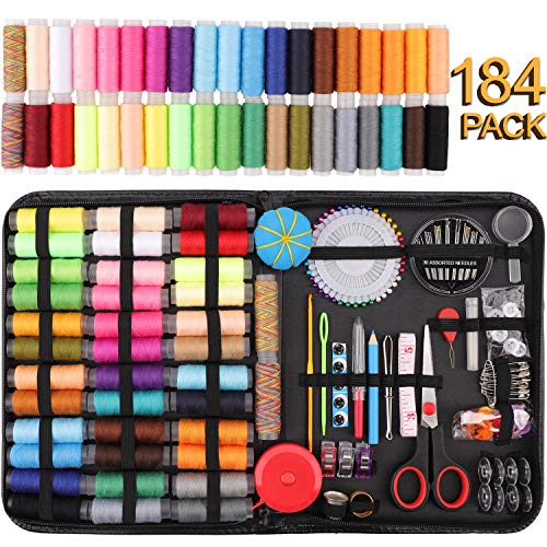 Sewing Kit, 184 Large Premium Sewing Supplies, 38 XL Thread Spools, Suitable for Traveller, Adults, Kids, Beginner, Emergency, DIY and Home Button Repair Kit - size: L