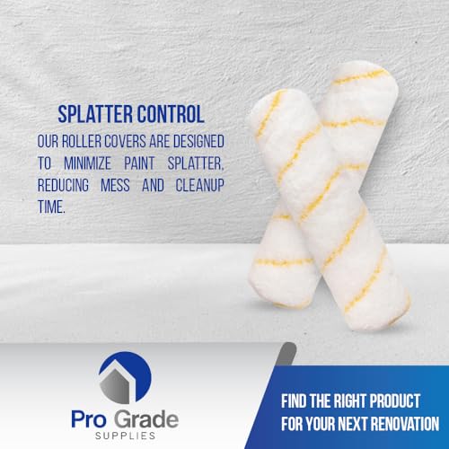Pro Grade Paint Roller Covers, 9 Inch, 1/2 Inch Microfiber Nap, 6 Pack | For rough, smooth & semi-smooth surfaces | Walls & ceilings | Interior & exterior | Shed-resistant, lint-free