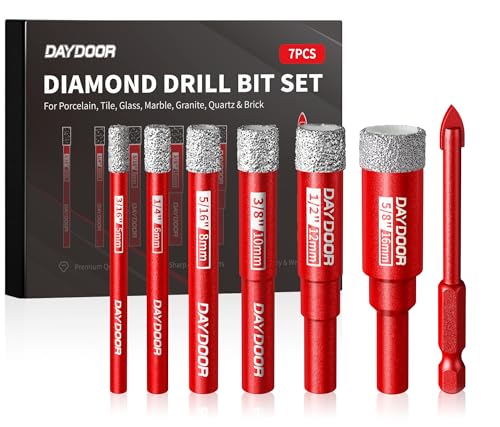 DAYDOOR Dry Diamond Drill Bits, 3/16" 1/4" 5/16" 3/8" 1/2" 5/8" Drill Bits - size: 3/16", 1/4", 5/16", 3/8", 1/2", 5/8"
