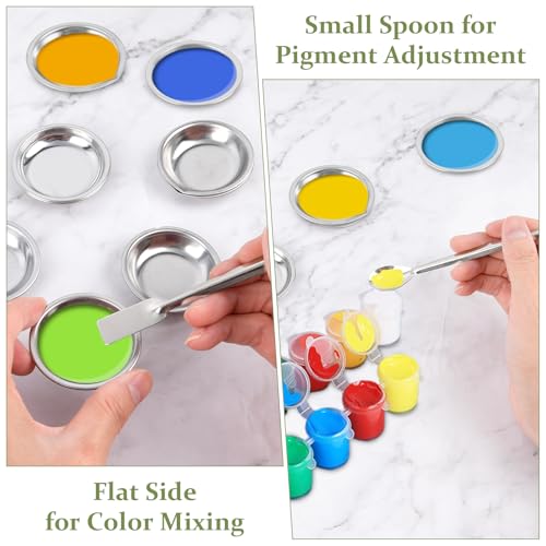 Stainless Steel Paint Tray 60 Pcs, Small Metal Mixing Palette for Airbrush