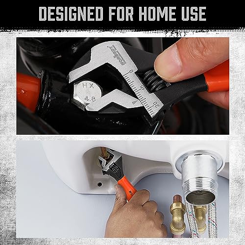 HORUSDY Adjustable Wrench Set | 2-Piece | 6-Inch and 10-Inch Wrenches | Metric & SAE Scales | Cushion Grip Wrench | Cr-V Steel - style: 2PC Wide Jaw Set (6" 10")