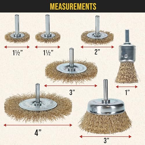 Dura-Gold 7-Pc Abrasive Brass-Coated Wire Wheel, Cup Brush, End Brush Set