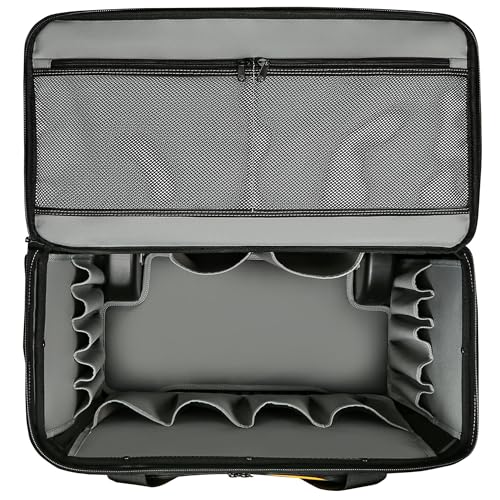 Large Rolling Tool Bag with Big Wheels, Waterproof Roller Tool Box, Big Wheeled Tool Backpack with Multiple Pockets(Yellow, Extra Large)
