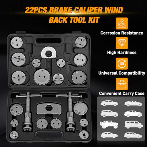 GOOACC 22pc Disc Brake Caliper Compression Tool Set Piston Rewind Black - color: 22pc Brake Caliper Black