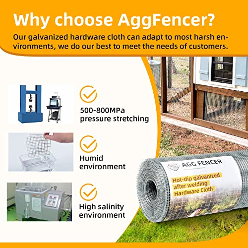 AggFencer 8inch x 25ft Hardware Cloth 1/4 inch Chicken Wire Fencing 23Ga - size: 1/4in 8in x 25ft