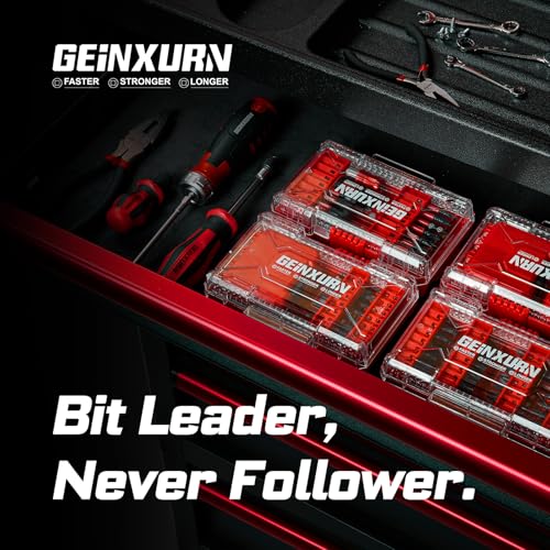Geinxurn 1Pc Red Storage Box Case, small parts box with detachable divider, Screwdriver Bit Set Box - style: STKB001-RD