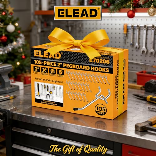 ELEAD 105-Piece 2 Inch Pegboard Hooks, Heavy Duty Peg Board Organizer Accessories, Peg Board Tool Hangers Fit for 1/4" and 1/8" Pegboard Hanging Tools Garage, Workshop, and Craft Storage - style: 105-Piece 2 Inch