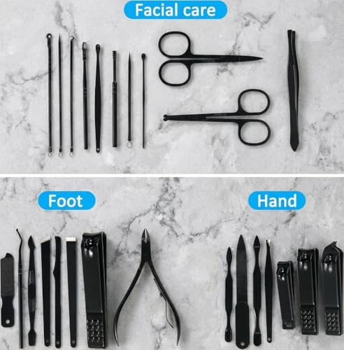 MINKINH Manicure Set Professional Nail Clipper Kit-26 Pieces, Brown | Stainless Steel Manicure Kit, Nail Care Tools with Travel Case for Men & Women, Hand & Foot Care, Gift for Family & Friends - color: Brown