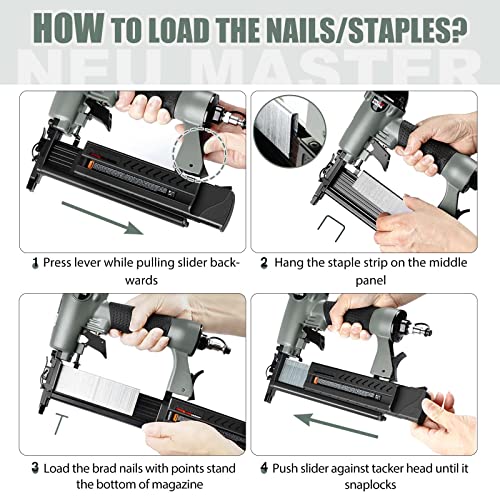 NEU Master Nail Gun, 2 in 1 Pneumatic Brad Nailer/Staple Gun