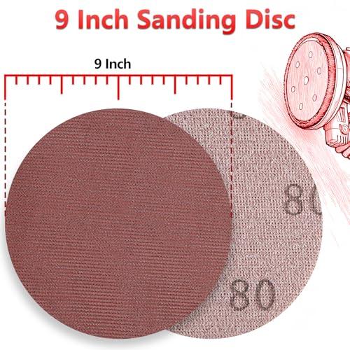 25 Pcs 9 Inch Mesh Sanding Disc Assortment for Drywall Sander | 80 120 180 240 320 Grit, Hook and Loop Anti-Clogging Dust Free Round Sandpaper for Wall and Popcorn Ceiling Removal - style: 9 Inch