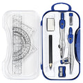 Unjoo Geometry Set 10 Pcs Student Supplies,Protractor and Compass,Navy Blue - color: Navy Blue