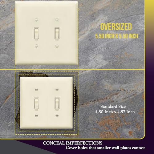 ENERLITES Oversized Double Toggle Light Switch Cover Plate, Light Almond - color: Light Almond, size: Over-Size