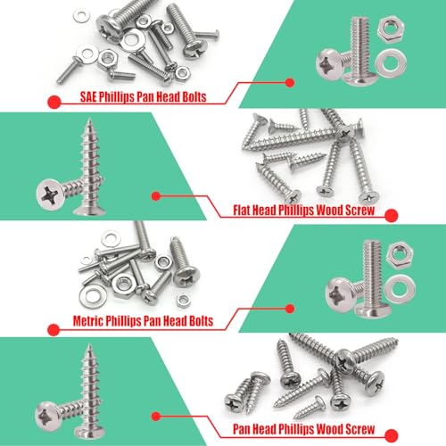 Twidec/2002PCS 304 SS Nuts And Bolts Assortment Kit And Self TappingScrew - color: Silver SS 2002PCS#4#6#8#10#1/4#3/8#5/16M3M4M5M6M8