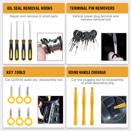GOOACC 330Pcs Trim Removal Tool Auto Push Pin Bumper Retainer Clip Set - color: 330Pcs Clips Removal Kit Yellow