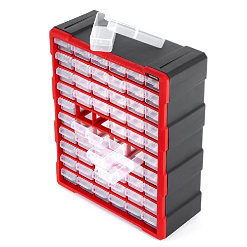 INTERTOOL Small Parts Organizer for Hardware & Screws | 60 Removable Bins with Dividers | Wall Mount or Desktop Craft & Lego Storage Cabinet | 19” x 15” x 6” BX08-4016 - style: 60 Drawers
