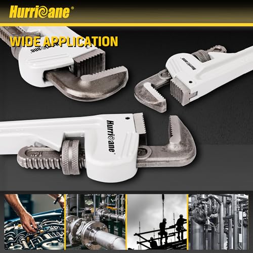HURRICANE 14-Inch Aluminum Pipe Wrench,Heavy Duty Adjustable Plumbing Wrench,Straight Handle Plumbers Tool,40% Lighter Weight - size: 14 Inch