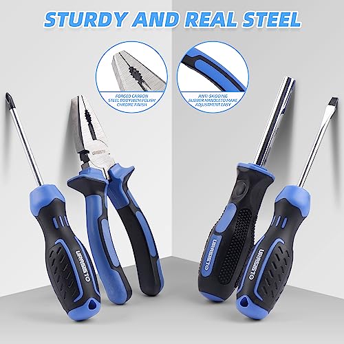 URASISTO Tool Kit 46-Piece, Household Basic Complete Hand Repair portable Tool Set with Plastic Toolbox Storage Case - size: 46 Piece