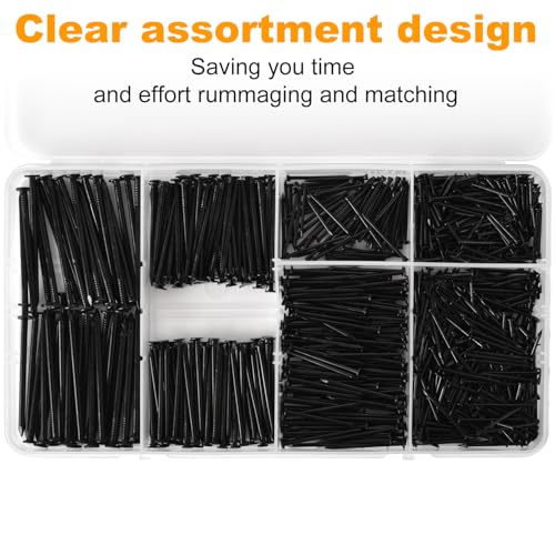 Nail for Hanging Pictures Assortment Kit - 650Pcs Small Nails, Finishing Nails, Hanging Nails, Picture Nails, Wall Nails for Hanging, Pin Nails - size: 650Pcs Black Nails