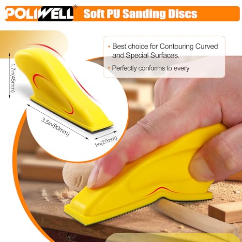 POLIWELL 100 Pcs Hand Sander Kit, 3.5” x 1” Mini Micro Sander for Small Projects, Detail Finger Sanding Block Tools, 80 120 180 240 400 Grit Wet Dry Sandpaper Sheets for DIY Crafts Wood Plastic - style: 100 Pcs