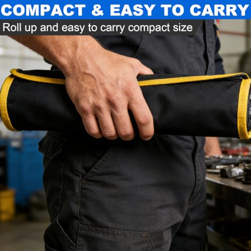 2PCS Wrench Roll, Wrench Roll Up Pouch, Canvas Tool Storage Organizers Bag - style: 10 Pockets SAE+ 10 Pockets Metric Wrench Roll Organizer