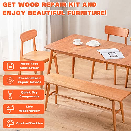 Kenbry Wood Filler Repair Kit, Fix Scratches Cracks, Hole on Furniture - color: Walnut