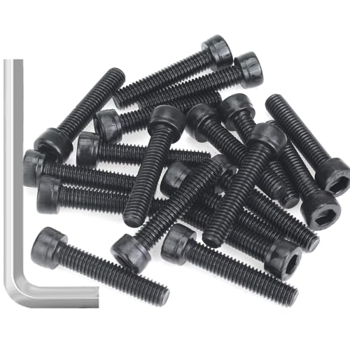 25 Pieces M6 x 30mm Socket Head Cap Screws, Thread Pitch 1.0mm, Sutemribor M6 Black Screws, 12.9 Grade Alloy Steel, Black Oxide Finish, Fully Threaded - size: M6 x 30mm, style: Socket Head