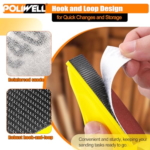 POLIWELL Micro Sanding Tools 3.5” x 1” Detail Sander for Small Projects, Mini Handle Sander Kit+ Sandpaper 40 80 120 180 240 400 600 Grit for Crafts Wood Finishing Tight Narrow Spaces, 120 PCS - style: 120 Pcs