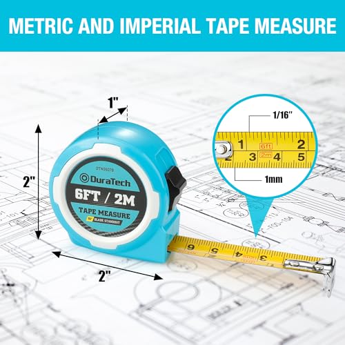 DURATECH Mini Tape Measure, 2 PCS 6FT Inch/Metric Small Tape Measure