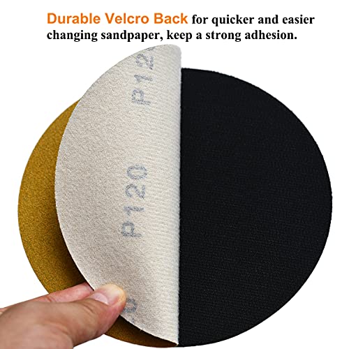 6-Inch No-Hole Hook and Loop Gold Sanding Discs 120-Grit, 100-Pack - size: 120 Grit