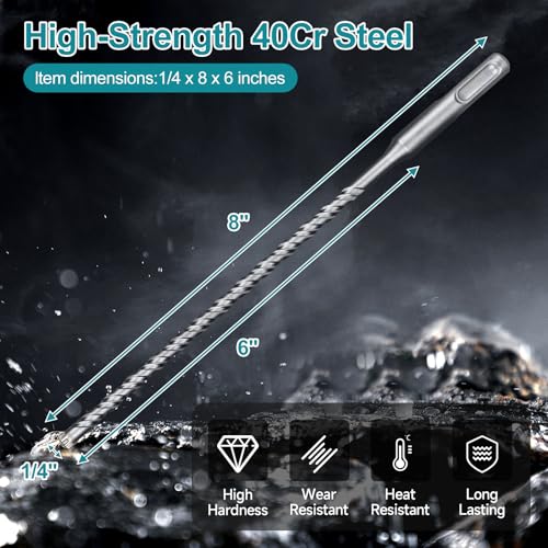 1/4 Inch x 8 Inch SDS Plus Rotary Hammer Drill Bit - size: 1/4 in, style: 8 Inch