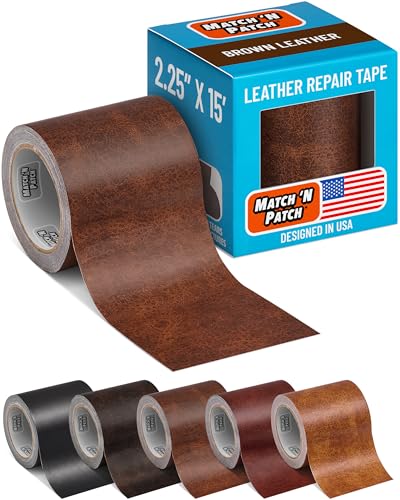 MATCH 'N PATCH Brown Leather Repair Tape, 2.25" x 15' for Furniture - color: Brown, size: 2.25" x 15'