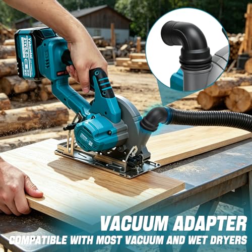 6" Cordless Circular Saw,7000RPM Power Handle Circle Saw with 2 x 6.0Ah Battery & 3 Blades,Brushless Sierra Circular Inalambrica,Cutting Depth 2-1/4"(90°),1-7/16" (45°),Cut Off Tool for Wood Metal PVC