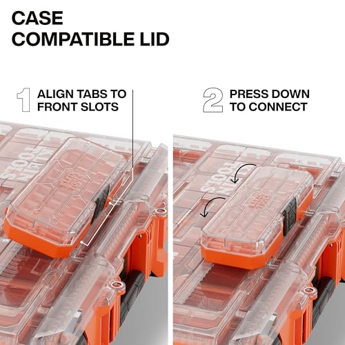 Klein Tools 54400MBX MODbox Tall Compartment Box, Full-Width Tool Organizer, Small Parts Tool Box with 20 Compartments, 9 Removable Bins for Fasteners, Stackable Module - size: Component Box