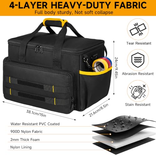 Tool Bag 15-Inch, Heavy-Duty Tool Storage Organizer, Portable Tool Box Tote - color: Black
