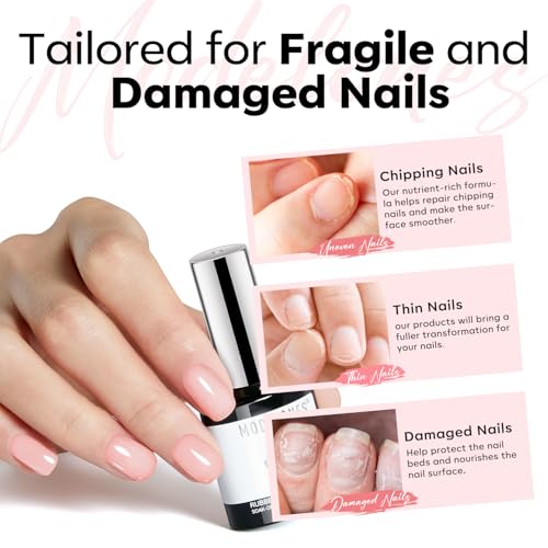 modelones Builder Rubber Gel Base Coat for Nails, Nude Pink Glitter Rubber Base Gel Nail Polish for Strengthen Apex Building Extension Protect Weak Nails Long Last U V Manicure Gift for Women - color: Rubber Base Coat Glitter Blush