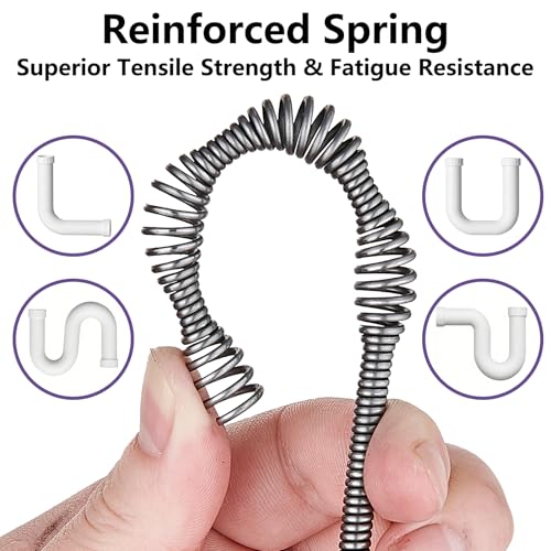 25 Ft Heavy Duty Drain Auger & Plumbing Snake, Sewer Snake for Bathtub, Shower, Sink, Toilet Drain Clog Removal, Manual Drill Pipe Snake Tool with Gloves, Destapa Cañerias Serpiente de Drenaje