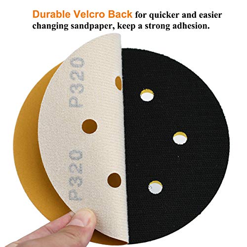 6-Inch 6-Hole Hook and Loop Gold Sanding Discs 320-Grit, 100-Pack - style: 320 Grit