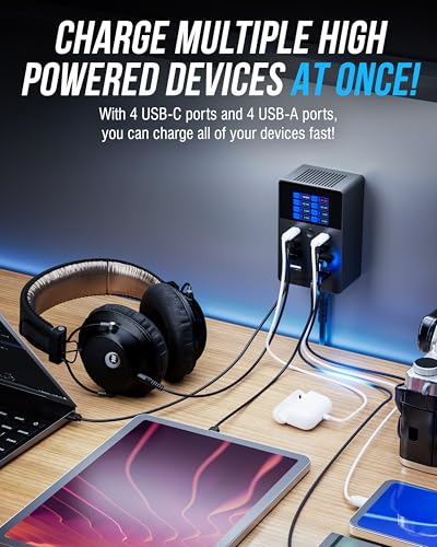 SABRENT VOLTIK Charging Station, 252W 8-Port USB C and USB A, LCD Display - size: 8-Port