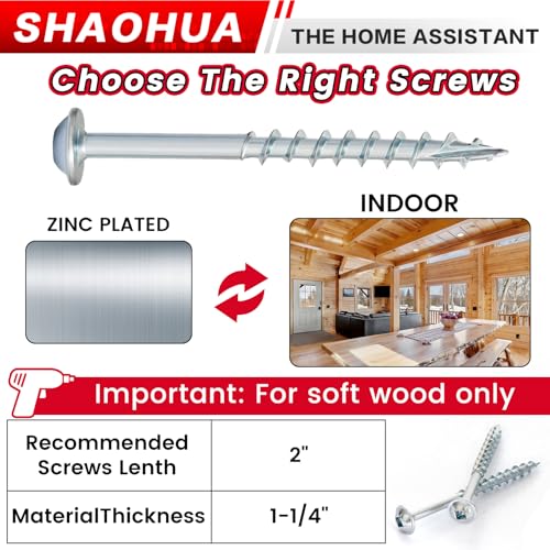 500 Pcs #8 2" Pocket Hole Screws, Coarse Thread for Furniture, Cabinets, Compatible with Kreg Jig, Zinc Plated Pocket Screws for Indoor Use, Portable Handheld Box w/ SQ2 Square Drive Bit - size: B. #8 2"