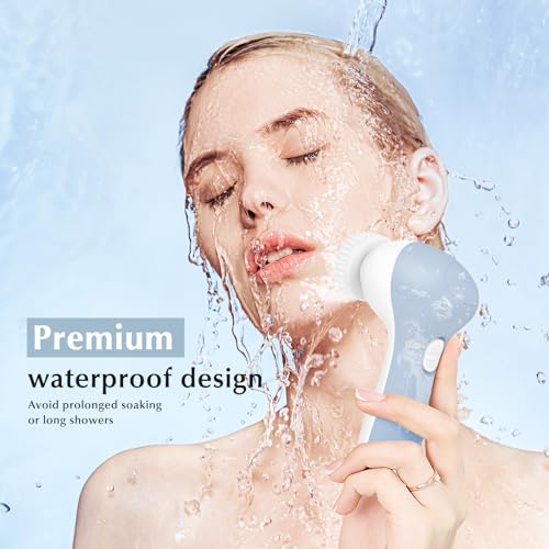 COSLUS Facial Cleansing Brush Face Scrubber, 2-in-1 Rotating Design - color: Blue