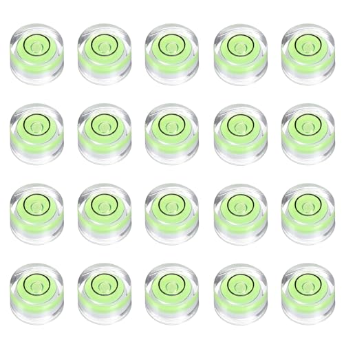 HARFINGTON 20pcs Circular Bubble Spirit Level 10x6mm Mini Round Bubble Spirit Level Little Measuring Layout Tools for TV Industrial Carpentry Picture Frame, Green/Black - color: Green/Black, size: 10x6mm