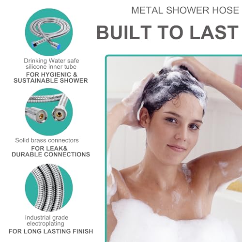 MAYYAYA Brass Ball Handheld Shower Head Holder, 59IN ShowerHead Hose,Silver - color: Silver