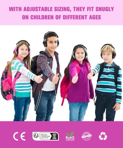 ZOHAN 032 Kids Noise Canceling Headphones - 25dB NRR Kids Ear Protection Earmuffs for School, Monster Jam, Fireworks, Travel, Air Show, Concert, Autism - Pink - color: 1pack - Pink 1.0