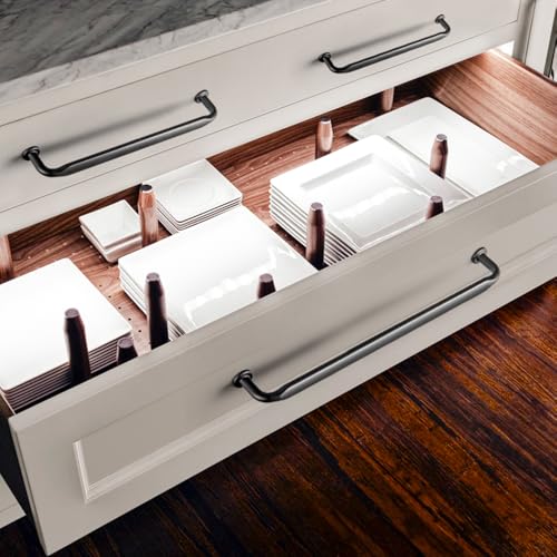 12 Pack Black Zinc Alloy Cabinet Handles - 6.3''(160mm) Hole Center Cabinet Pull Hardware for Bedroom, Kitchen L101 - color: Black, size: 6.3'' Hole Center