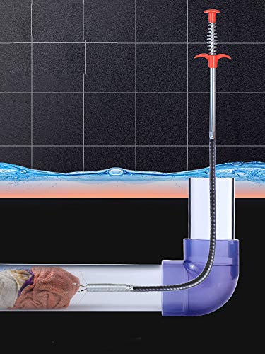 Drain Snake Drain Clog Remover Flexible Grabberable Pick Up Cleaning Tool Reacher Claw Stick, Drain Auger Grab Trash Hairs from Drain,Sink,Bathroom Tub Toilet Hose (23.7 Inch) - style: 23.7 Inch