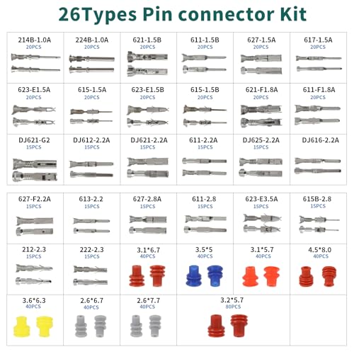 812Pcs Pin Connector Kit with Crimping Pliers - Terminal Pin 1/1.5/1.8/2/2.2/2.3/2.8/3.5mm Non-Insulated Plug Removal Male & Female Wire Pins - Automotive Car Electrical - size: 1.5mm, 1.8mm, 2mm, 2.2mm, 2.3mm, 2.8mm, 3.5mm