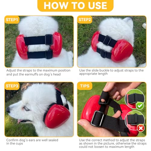 derYEP Dog Earmuffs for Hearing Protection 29dB NRR Ear Muffs Noise Protection (Medium, Red) - color: Red, size: Medium