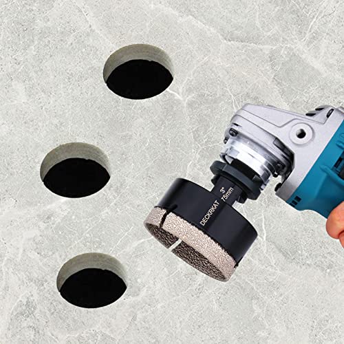 Diamond Hole Saw, 3" Hole Saw for Tiles Granite Marble Ceramic Glass Porcelain, 75mm Core Drill Bit with 5/8-11 Thread and 3/8” Hex Shank Adapter for Angle Grinders & Drills - size: 3"(75mm)